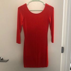 Red dip back bodycon dress